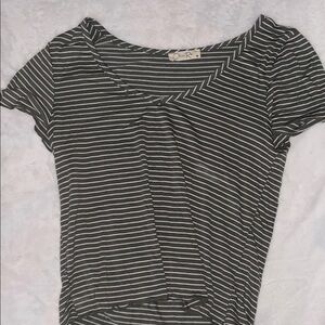 Black and White Striped Women's Top